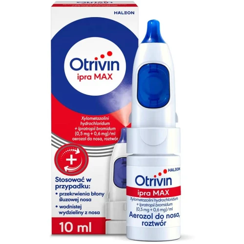 Otrivin ipra Max, aerozol do nosa, 10 ml - Zmniejsza katar oraz przekrwienie błony śluzowej - 1