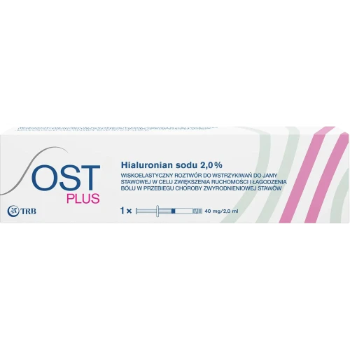 Ost Plus Roztwór wiskoelastyczy 40 mg/2 ml, 1 ampułko-strzykawka - Roztwór wiskoelastyczny do iniekcji do przestrzeni stawowej - 1
