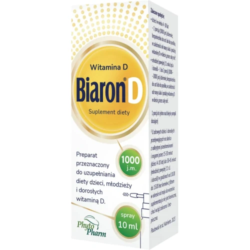 Biaron D, 1000j.m. spray doustny, 10 ml - Suplement diety z witaminą D  dla dzieci powyżej 4. roku życia - 2