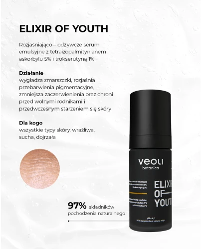 Veoli Botanica Elixir Of Youth Serum rozjaśniająco-odżywcze, 30 ml - Które zapewnia rozjaśnienie i odżywienie skóry - 1