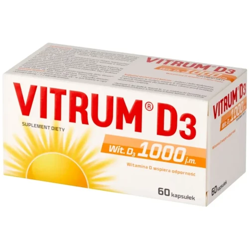 Vitrum D3 1000, 60 kapsułek - Z witaminą D3 zawieszoną w oleju z krokosza barwierskiego - 2