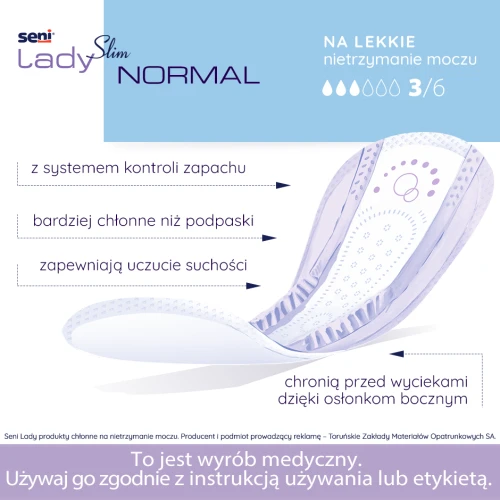 Seni Lady Normal wkładki urologiczne dla kobiet, 30 sztuk - Oferujące komfort i pewność przy lekkim nietrzymaniu moczu - 1
