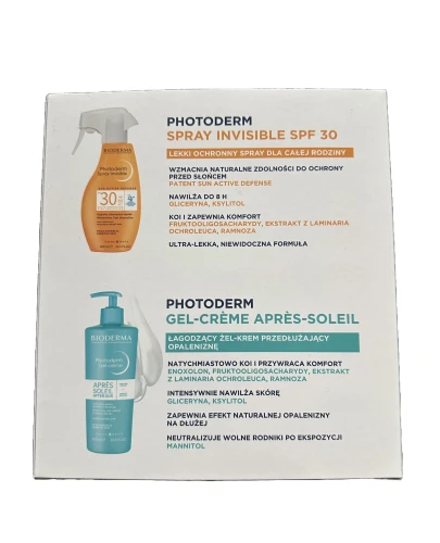 Bioderma Photoderm Zestaw Spray Invisible SPF30 + Krem-żel Apres Soleil, 300 ml+ 500 ml -  Zapewniający ochronę skóry  - 1