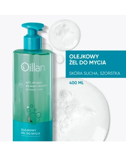 Oillan Olejkowy żel do mycia, 400 ml - Delikatna pielęgnacja dla suchej i wrażliwej skóry - 1