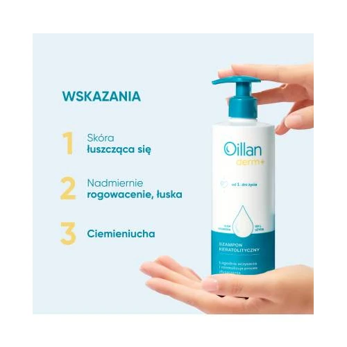 Oillan Derm+ Szampon keratolityczny, 180 ml - Do skóry łuszczącej się, nadmiernie rogowaciejącej - 1