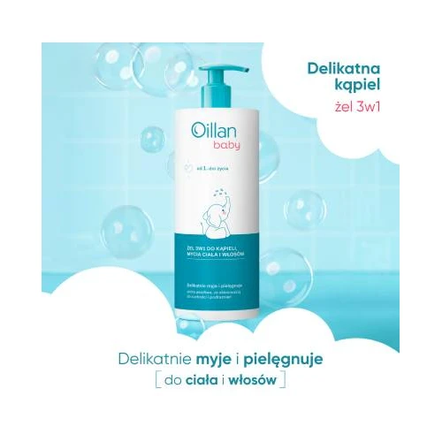 Oillan Baby Żel 3w1 do kąpieli, mycia ciała i włosów, 750 ml - Delikatnie myje i pielęgnuje wrażliwą skórę dziecka - 2