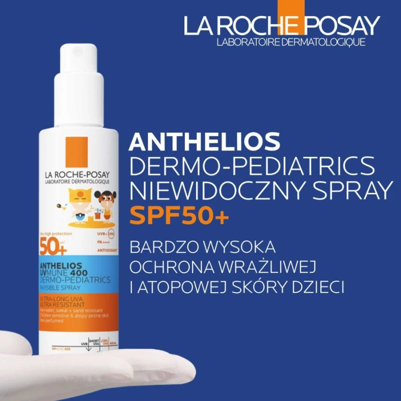 La Roche-Posay Anthelios UVMune Dermo-Pediatrics Spray SPF 50+, 200 ml - Wodoodporna formuła do skóry reaktywnej na słońce - 1