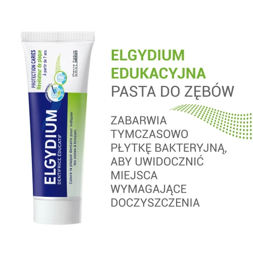 Elgydium Edukacyjna, smak świeżych jabłek,  pasta do zębów, 50 ml - Barwi płytkę nazębną, pomaga poprawić technikę szczotkowania - 2