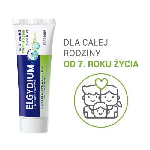 Elgydium Edukacyjna, smak świeżych jabłek,  pasta do zębów, 50 ml - Barwi płytkę nazębną, pomaga poprawić technikę szczotkowania - 4