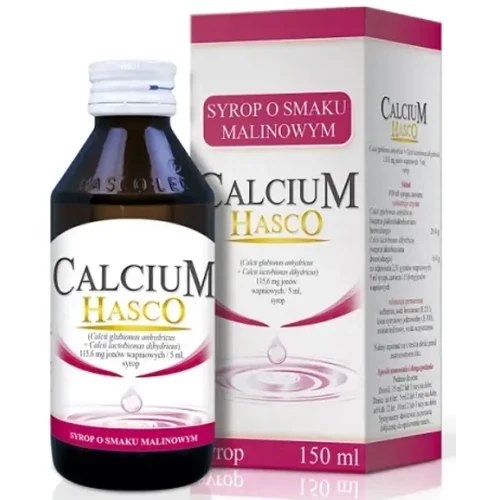 Calcium Hasco, syrop o smaku malinowym, 150 ml  - Syrop z wapniem dla dzieci i dorosłych - 1