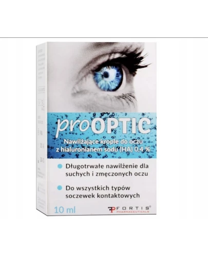 Prooptic Krople nawilżające do oczu, 10 ml - Z hialuronianem sodu 0,4% - 1