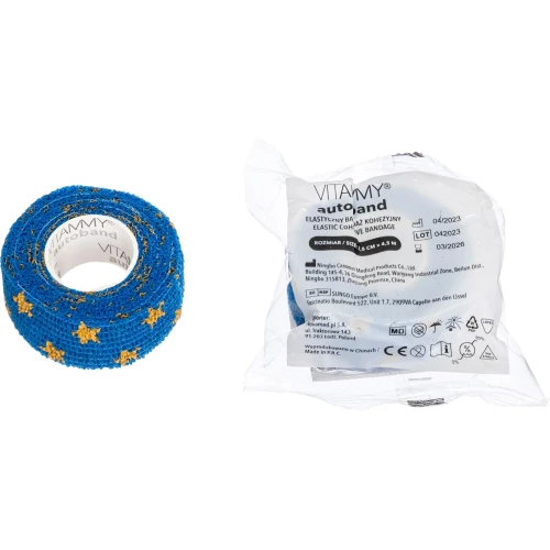 Vitammy Autoband, elastyczny bandaż kohezyjny, gwiazdki, 2,5 cm x 4,5 m 1 sztuka - Nie wymaga zapinek, nie przykleja się do skóry - 2