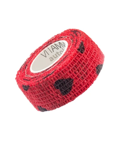 Vitammy Autoband Elastyczny bandaż kohezyjny serduszka czarne 2,5 cm x 4,5 m, 1 sztuka - Dedykowany do mocowania opatrunków - 1