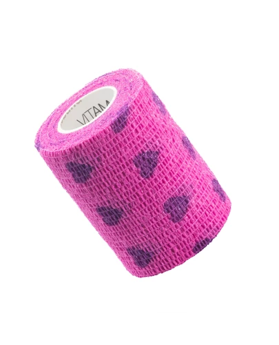 Vitammy Autoband Elastyczny bandaż kohezyjny serduszka fioletowe 7,5 cm x 4,5 m, 1 sztuka - Przeznaczony do mocowania opatrunków - 1