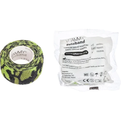 Vitammy Autoband, elastyczny bandaż kohezyjny, zielone moro, 2,5 cm x 4,5 m 1 sztuka - 2