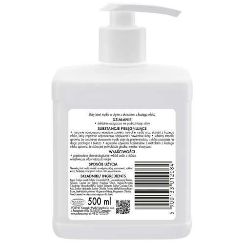 Biały Jeleń Mydło w płynie Kozie mleko, 500 ml - Nawilżenie i delikatność przez cały dzień - 1