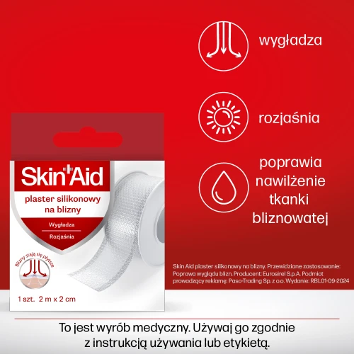 Skin Aid Plaster silikonowy na blizny 2 m x 2 cm, 1 sztuka - 1