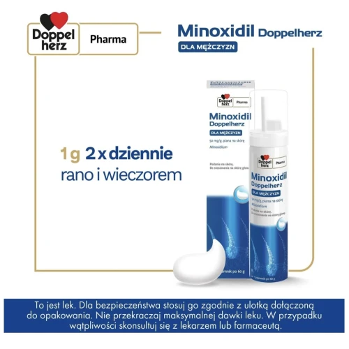 Minoxidil Doppelherz dla mężczyzn Piana na skórę, 60 g - Powoduje odrost włosów i hamuje ich wypadanie - 2