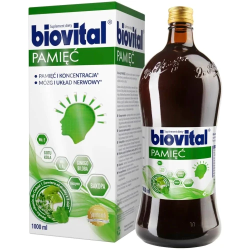 Biovital Pamięć, 1000 ml  - Wspomaga pamięć i koncentrację, preparat dla dorosłych - 1