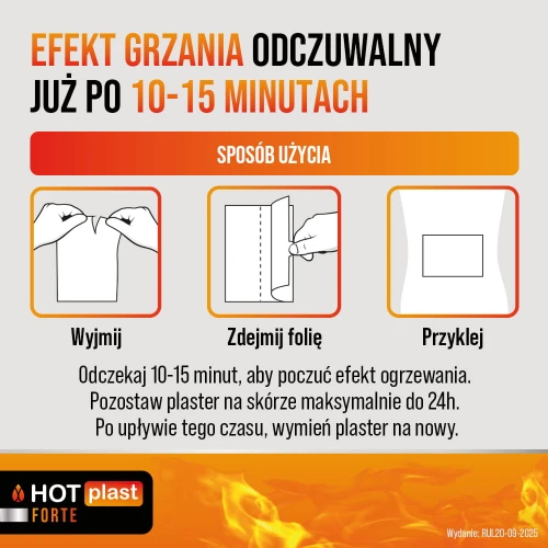 Hot Plast Forte Plaster rozgrzewający 9 x 14 cm, 1 sztuka - Zapewnia intensywne rozgrzewanie mięśni i stawów - 4