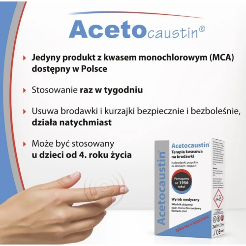 Acetocaustin Terapia na brodawki kwasowa, 2 ml -  Na brodawki pospolite na dłoniach i stopach - 2