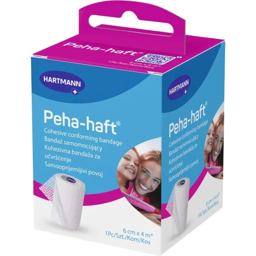 Peha-Haft Bandaż samomocujący 6 cm x 4 m, 1 sztuka - Do mocowania wszelkiego rodzaju kompresów i opatrunków - 1