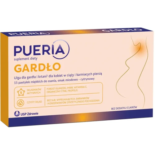 Pueria Gardło, 15 pastylek - Moc porostu islandzkiego, imbiru, propolisu, organicznego cynku oraz witaminy C - 1