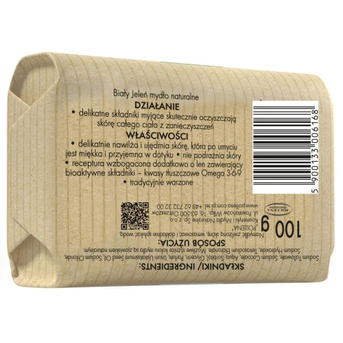 Biały Jeleń Mydło naturalne, 100 g - Bez barwników i substancji zapachowych - 1