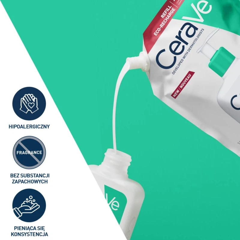 CeraVe Oczyszczający żel do mycia dla skóry normalnej, mieszanej i tłustej - Refill, 473 ml - Oczyszczanie i kontrola sebum - 1