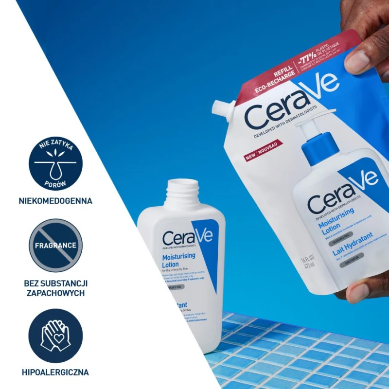 CeraVe Nawilżająca emulsja do mycia, dla skóry suchej i bardzo suchej - refill, 473 ml - Do codziennej pielęgnacji skóry twarzy i ciała - 3