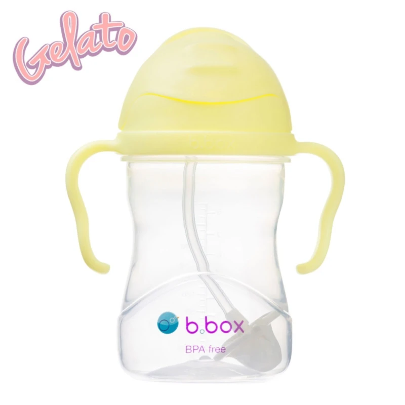 B.box Gelato Banana Split, Bidon ze słomką, 240 ml - Niekapek z obciążoną słomką do nauki samodzielnego picia  - 4