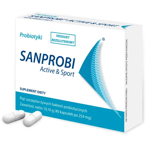 Sanprobi Active & Sport, 40 kapsułek - 5 szczepów probiotycznych dobranych do potrzeb ludzi aktywnych fizycznie - 1