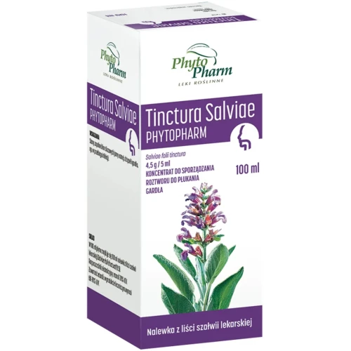 Tinctura Salviae 4,5 g/ 5 ml, koncentrat do sporządzania roztworu do płukania gardła, 100 ml - Nalewka z liści szałwii lekarskiej - 1