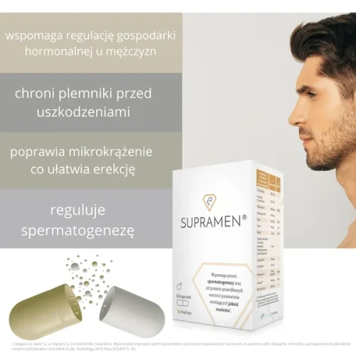Supramen, 120 kapsułek - Podwójne źródło L-karnityny, oprawia jakość nasienia - 1