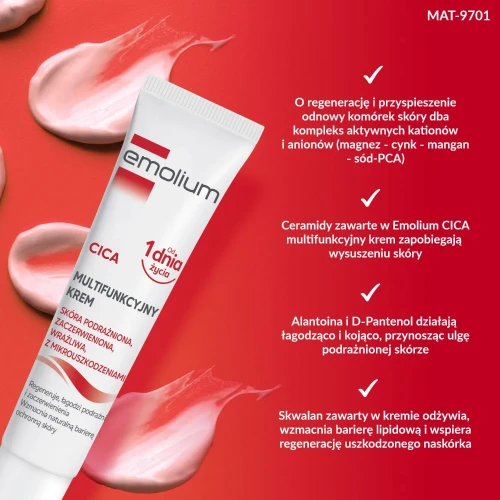Emolium Cica Multifunkcyjny, krem 40 ml - Do skóry podrażnionej, nadmiernie suchej również po depilacji lub goleniu - 5
