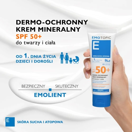 Emotopic Dermo-ochronny krem mineralny do twarzy i ciała SPF 50+, 75 ml - Wysoka ochrona skóry wrażliwej i atopowej - 1
