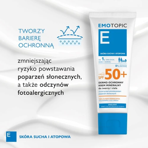 Emotopic Dermo-ochronny krem mineralny do twarzy i ciała SPF 50+, 75 ml - Wysoka ochrona skóry wrażliwej i atopowej - 3