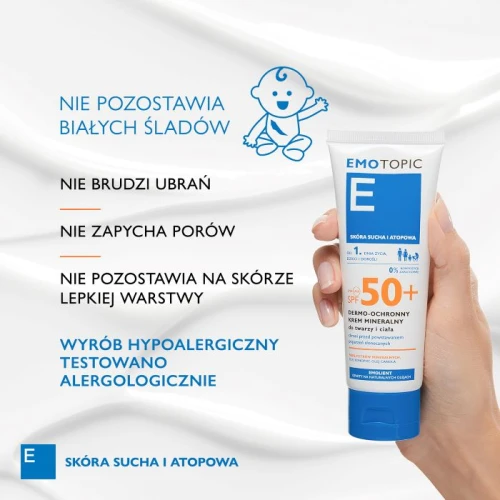 Emotopic Dermo-ochronny krem mineralny do twarzy i ciała SPF 50+, 75 ml - Wysoka ochrona skóry wrażliwej i atopowej - 4