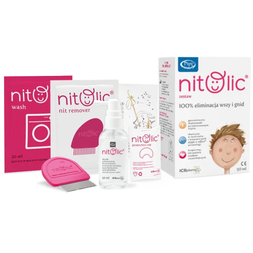 Pipi Nitolic, kompleksowy zestaw leczenia wszawicy, 50 ml - Jednorazowa aplikacja likwiduje wszy i gnidy - 1