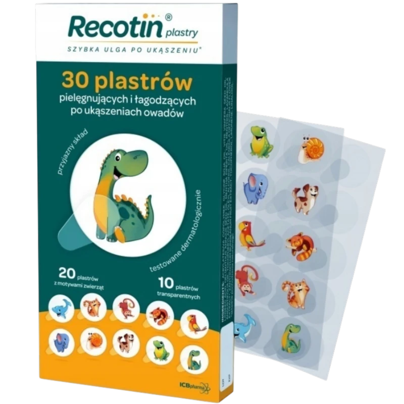 Recotin plastry po ukąszeniach owadów, 30 sztuk - Zmniejszają uczucie swędzenia - 1