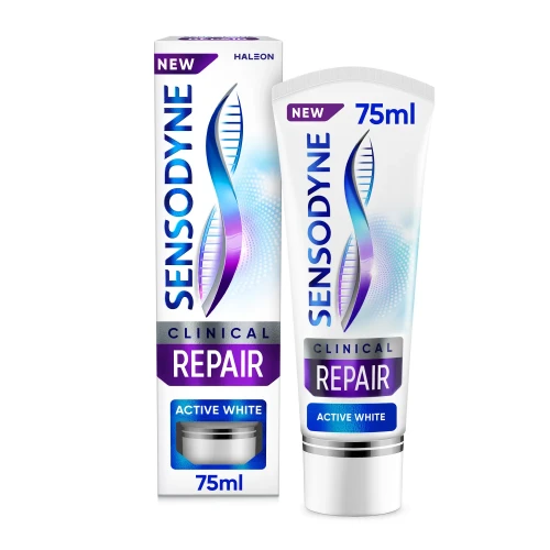 Sensodyne Clinical Repair Active White Pasta do zębów z fluorkiem, 75 ml - Łagodzi ból wrażliwych zębów - 1