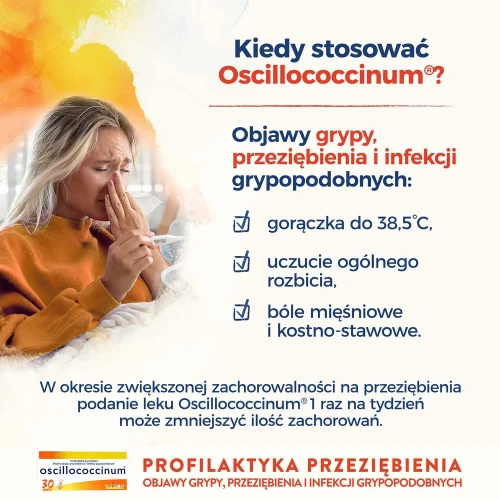 Boiron Oscillococcinum granulki, 30 dawek - W profilaktyce i leczeniu objawów grypy, przeziębienia i infekcji grypopodobnych - 1