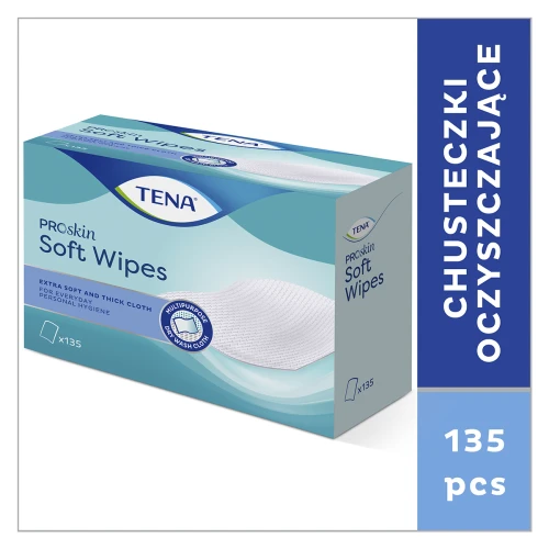 Tena Soft Wipes Chusteczki oczyszczające suche, 135 sztuk - Niezwykle miękka i chłonna chusteczka do mycia na sucho - 1