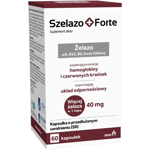 Szelazo + Forte, 60 kapsułek - Uzupełnienia zapotrzebowania na żelazo i witaminy krwiotwórcze - 1