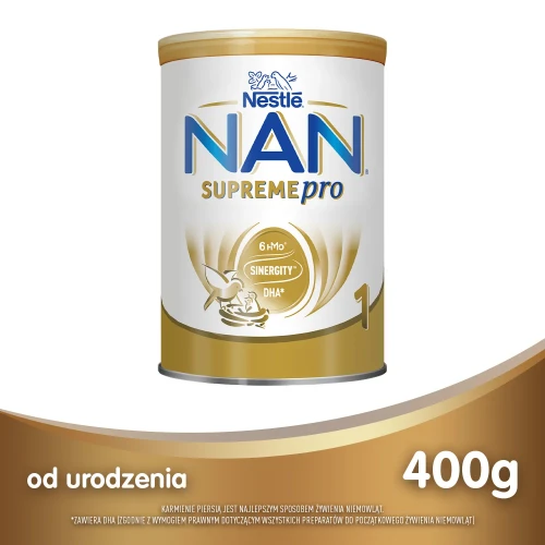 Nestle NAN SupremePro 1, mleko początkowe, 400 g - Dla zdrowych niemowląt od urodzenia, zawiera 6 oligosacharydów oraz DHA  - 3