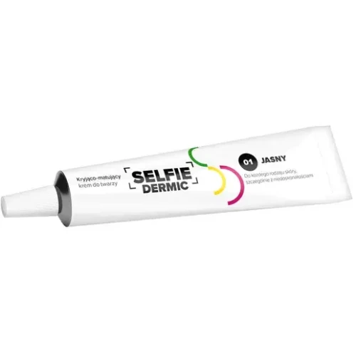 Selfiedermic 01 jasny, kryjąco-matujący krem do twarzy, 20 ml - Wyrównuje koloryt, matuje, ukrywa niedoskonałości skóry trądzikowej - 1