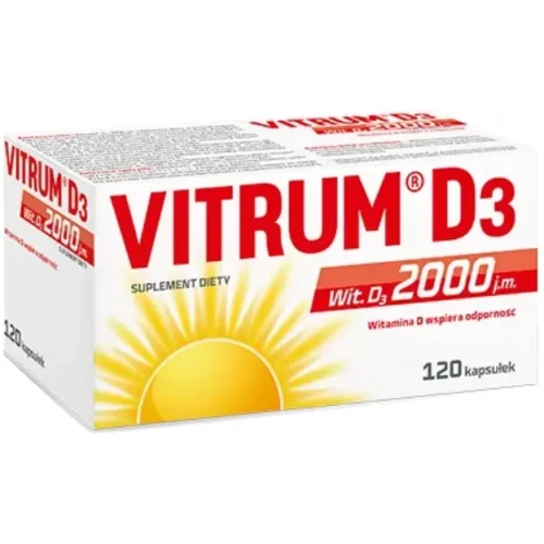 Vitrum D3 2000 j.m. 120 kapsułek - Witamina naturalnego pochodzenia rozpuszczona w oleju z krokosza barwierskiego  - 1