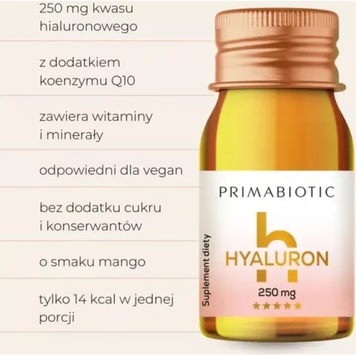 Primabiotic Hyaluron 250 mg,  30 buteleczek po 30 ml - Wegański shot z kwasem hialuronowym, witaminą C, biotyną, cynkiem i Q10 - 5