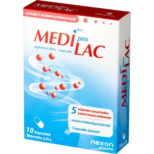 Nexon Pharma Mediprolac, 10 kapsułek -  5 mld bakterii probiotycznych + prebiotyk dla dzieci i dorosłych - 1