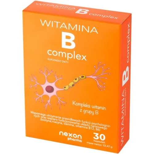 Nexon Pharma Witamina B Complex, 30 kapsułek - 8 witamin z grupy B, cholina i inozytol zmniejszają uczucie zmęczenia i znużenia - 1